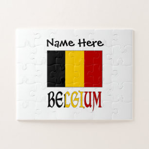 Belgium and Belgian Flag with Your Name Jigsaw Puzzle