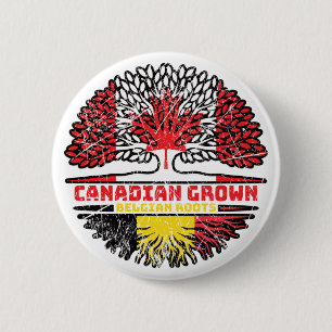 Belgium Belgian Canadian Canada Tree Roots Flag 2 Inch Round Button
