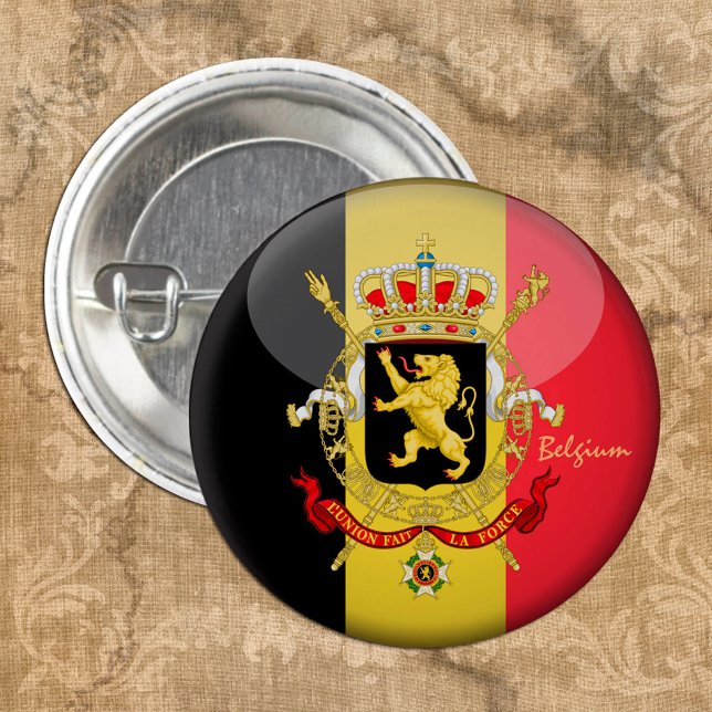 Belgium & Belgian Flag fashion, bags / sports fan 1 Inch Round Button (Creator Uploaded)