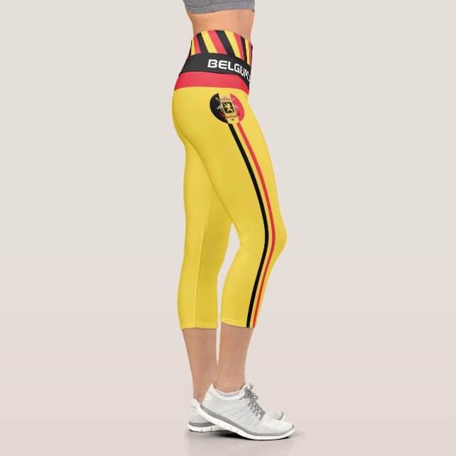 Belgium & Belgian Flag fashion, Fitness, Sports Ca Capri Leggings (Right)