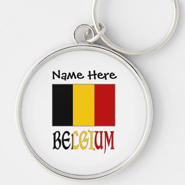 Belgium Belgian Flag Personalized  Keychain (Front)