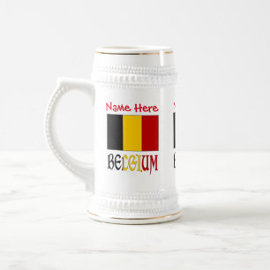 Belgium Belgian Flag Red Personalization  Beer Stein