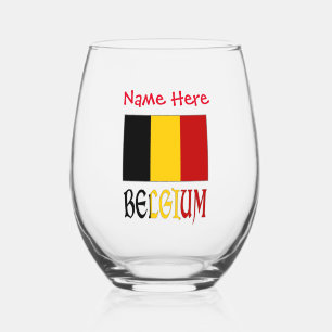 Belgium Belgian Flag Red Personalization Stemless Wine Glass