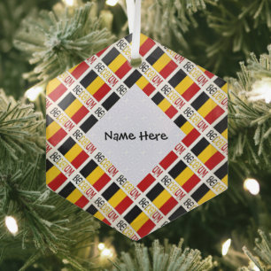 Belgium Belgian Flag Tiled Personalized Glass Ornament