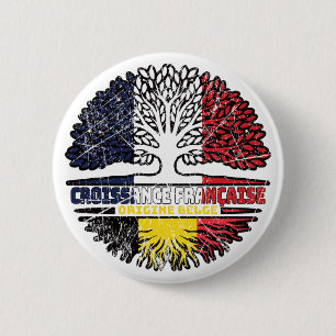 Belgium Belgian French France Tree Roots Flag 2 Inch Round Button
