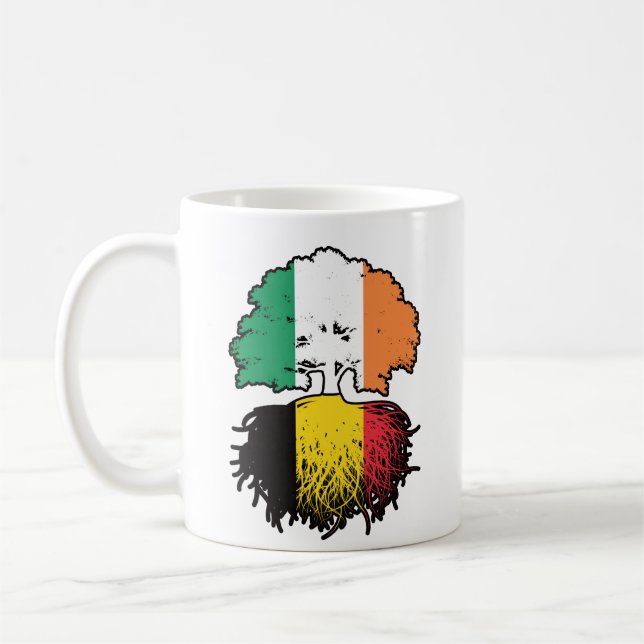Belgium Belgian Irish Ireland Tree Roots Flag Coffee Mug (Left)