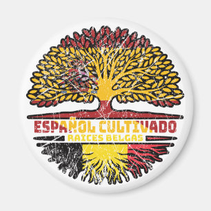 Belgium Belgian Spain Spanish Tree Roots Flag Magnet