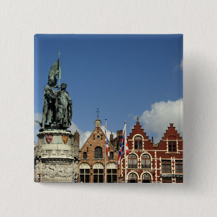Belgium, Brugge (aka Brug or Bruge). UNESCO 2 Inch Square Button
