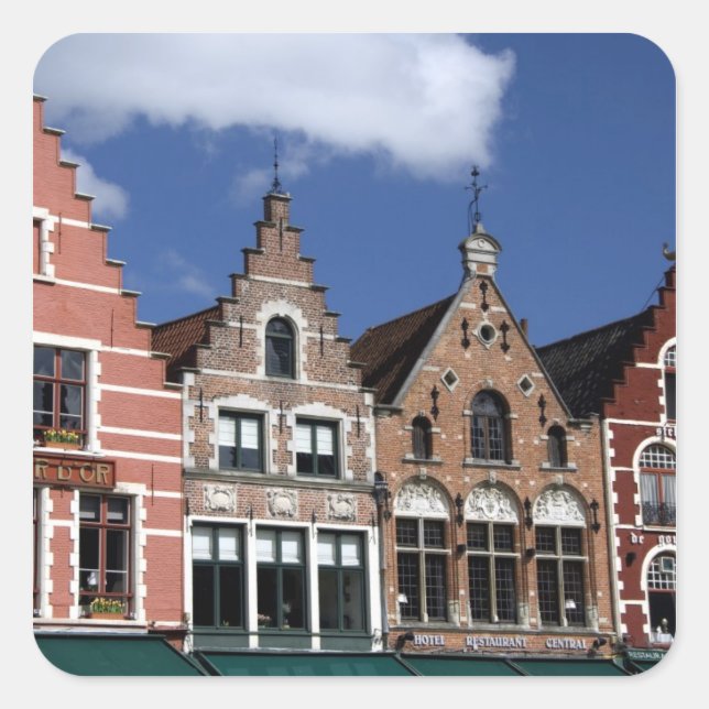 Belgium, Brugge (aka Brug or Bruge). UNESCO 2 Square Sticker (Front)