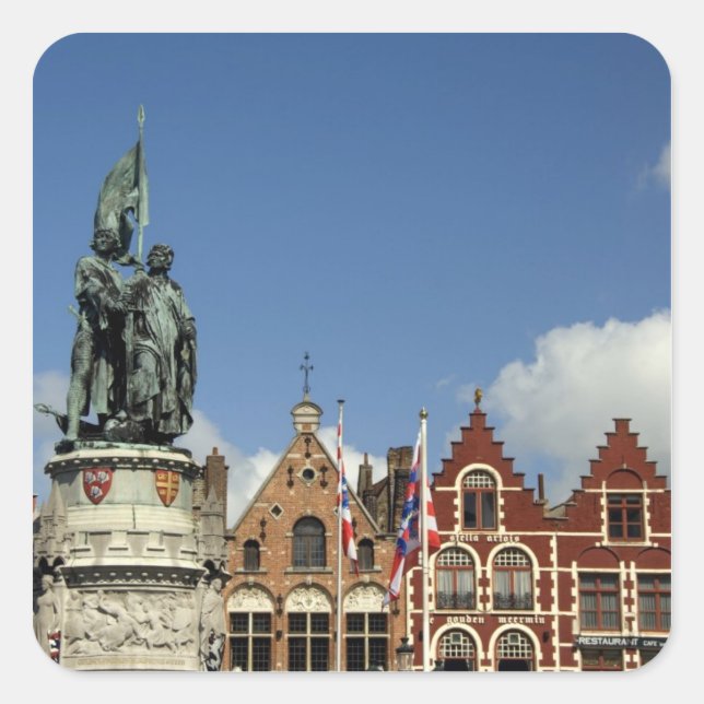 Belgium, Brugge (aka Brug or Bruge). UNESCO Square Sticker (Front)