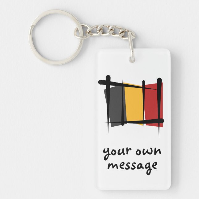 Belgium Brush Flag Keychain (Front)
