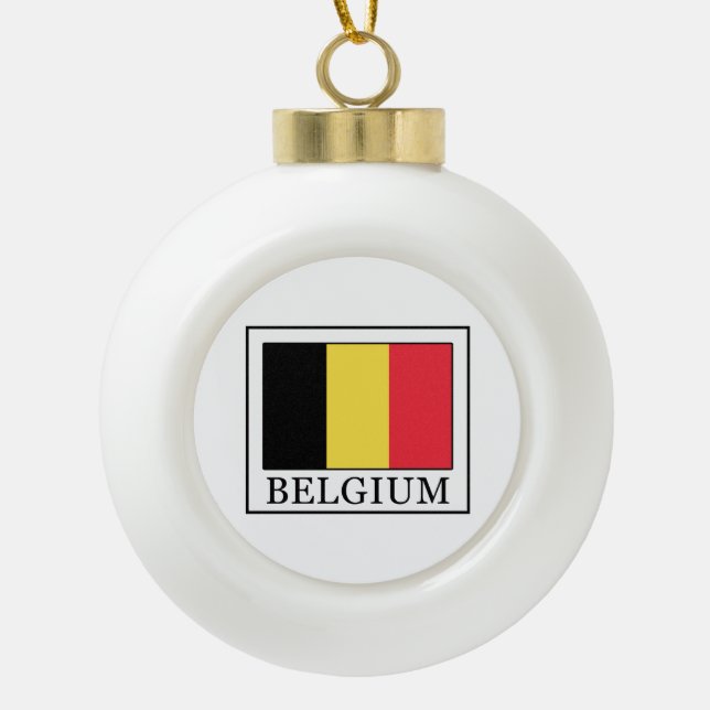 Belgium Ceramic Ball Christmas Ornament (Front)