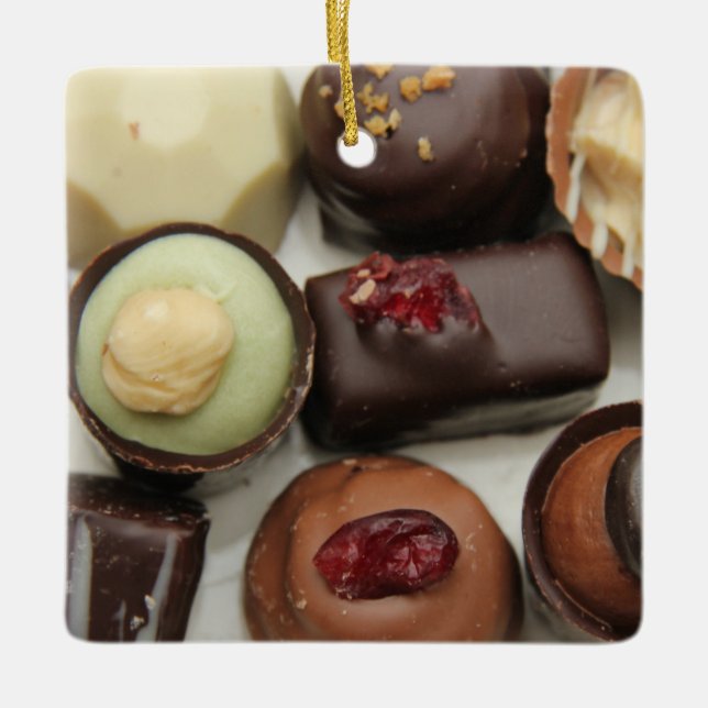 Belgium chocolates ceramic ornament (Front)