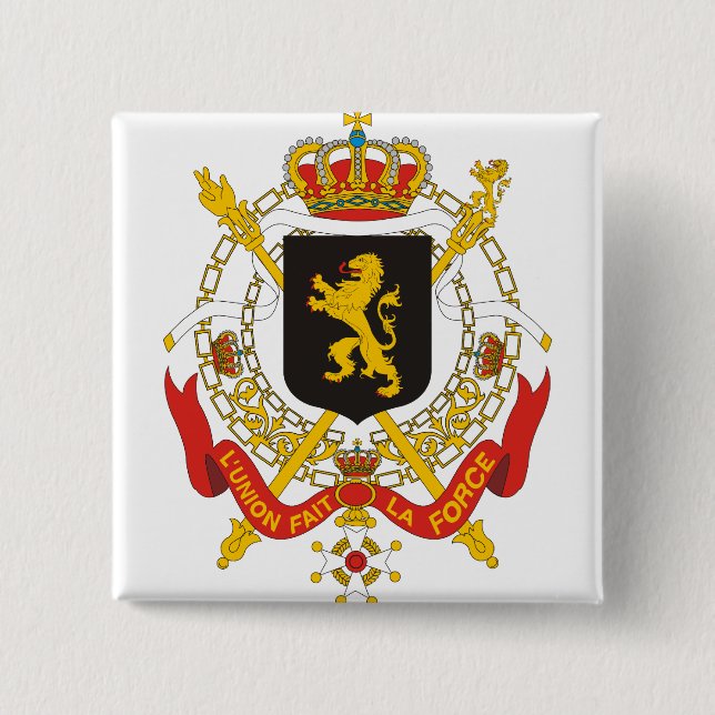 Belgium Coat of Arms detail 2 Inch Square Button (Front)