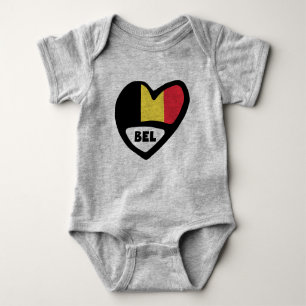 Belgium Country Code Flag Heart BEL Baby Bodysuit