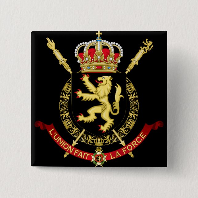 belgium emblem 2 inch square button (Front)