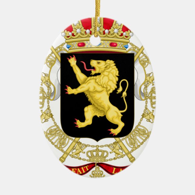 Belgium Emblem Coat of Arms - Armoiries Belgique Ceramic Ornament (Front)