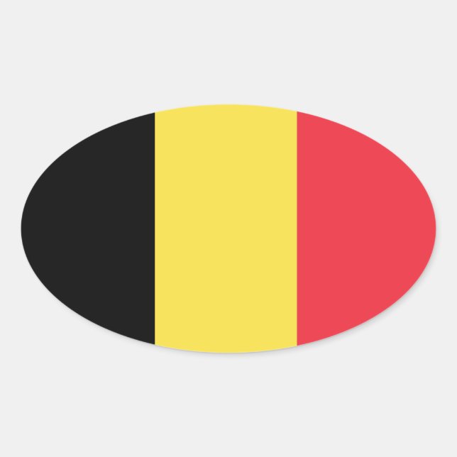 Belgium* Euro-Style Oval Flag Sticker (Front)