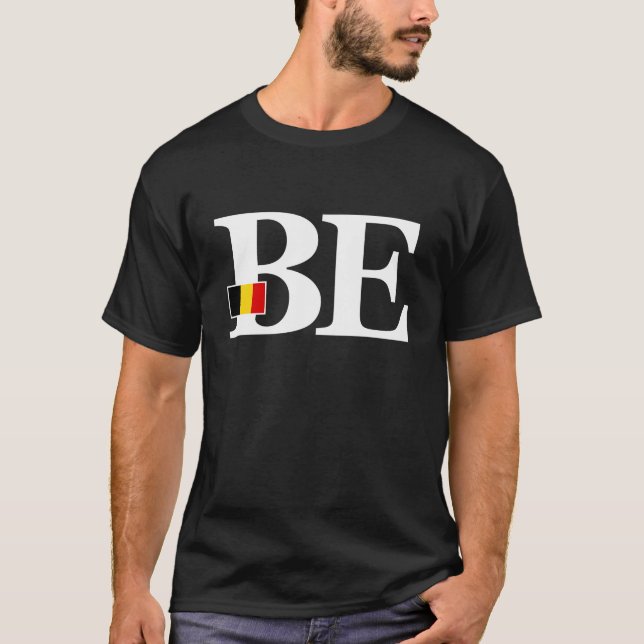 Belgium Flag and Country Initials T-Shirt (Front)