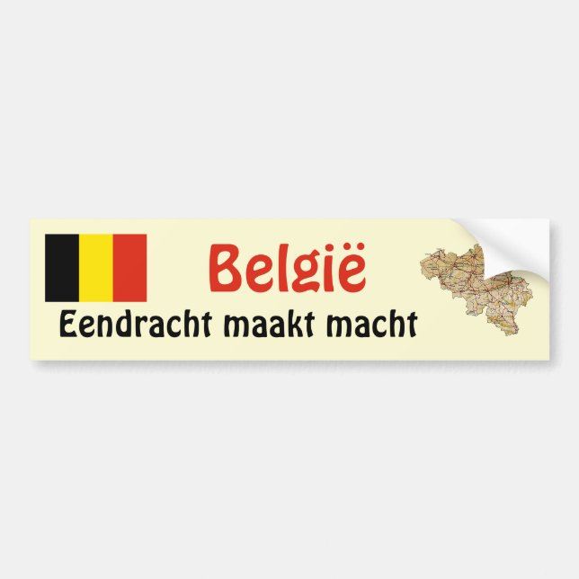 Belgium Flag and Map Bumper Sticker (Front)