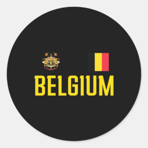 Belgium Flag Belgie Footll Soccer Fan Men Women Ki Classic Round Sticker