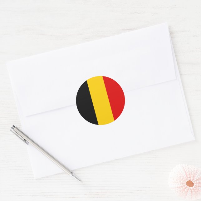 Belgium flag classic round sticker (Envelope)