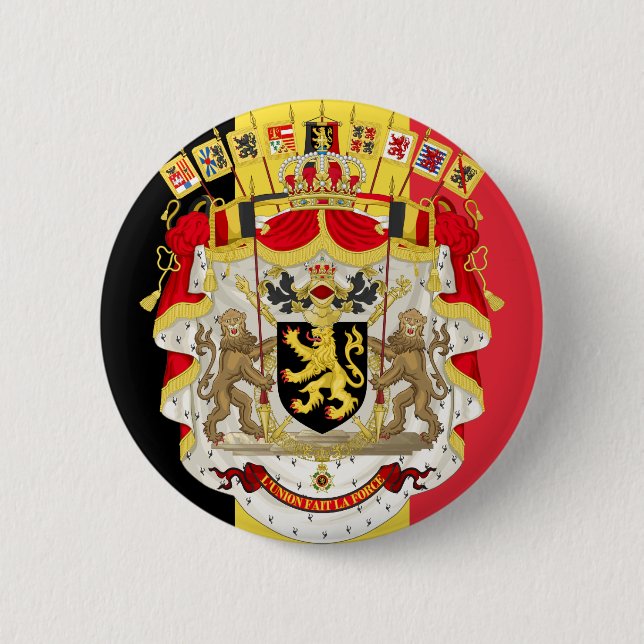 Belgium Flag & COA 2 Inch Round Button (Front)