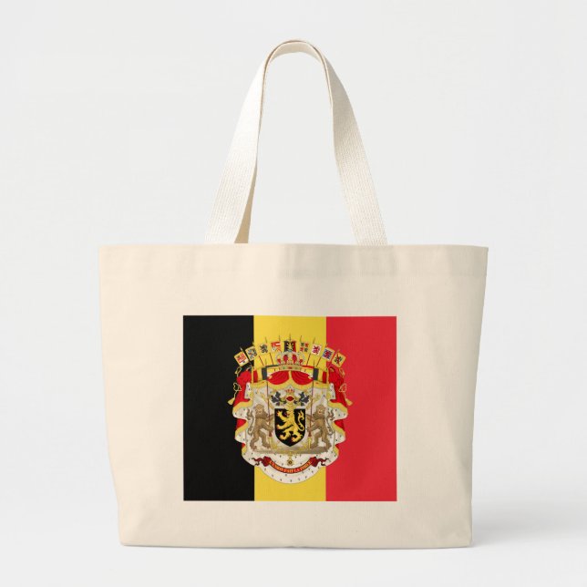Belgium Flag & COA Large Tote Bag (Front)