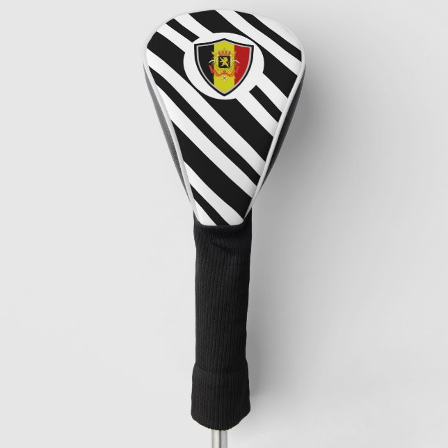 Belgium flag-coat arms golf head cover (Front)