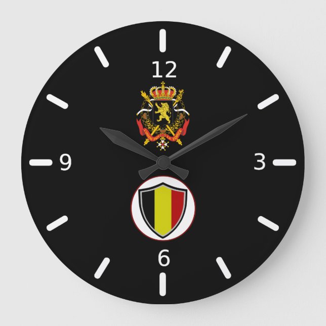 Belgium flag-coat arms large clock (Front)