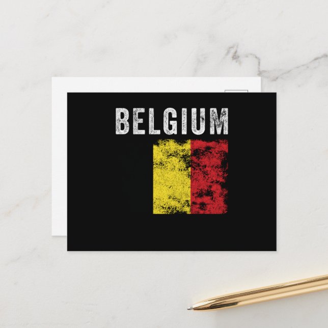 Belgium Flag Distressed - Belgian Flag Postcard (Front/Back In Situ)