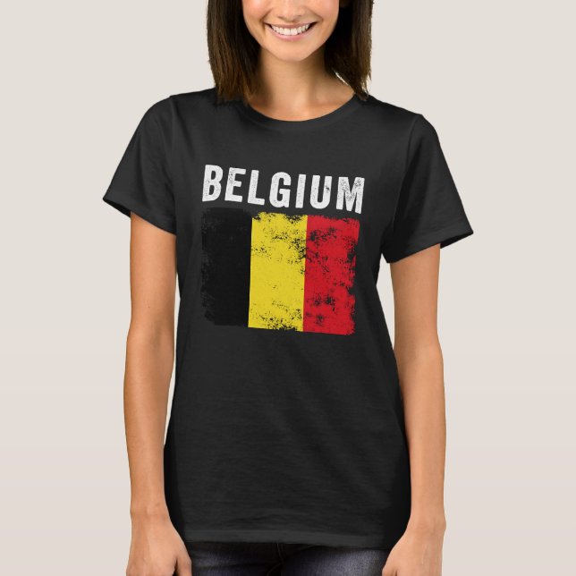 Belgium Flag Distressed  Men Women Kids  Belgian F T-Shirt (Front)