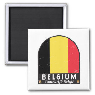 Belgium Flag Emblem Distressed Vintage Magnet