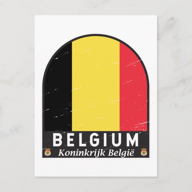 Belgium Flag Emblem Distressed Vintage Postcard (Front)