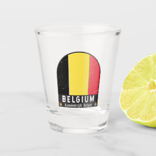 Belgium Flag Emblem Distressed Vintage Shot Glass