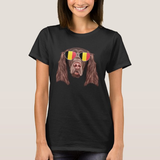 Belgium Flag Field Spaniel Dog Belgium Pocket T-Shirt (Front)