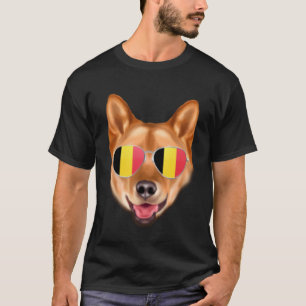 Belgium Flag Finnish Spitz Dog Belgium Pocket T-Shirt