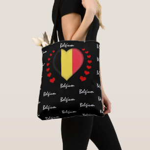 Belgium Flag & Heart, Belgian Flag fashion /sport Tote Bag