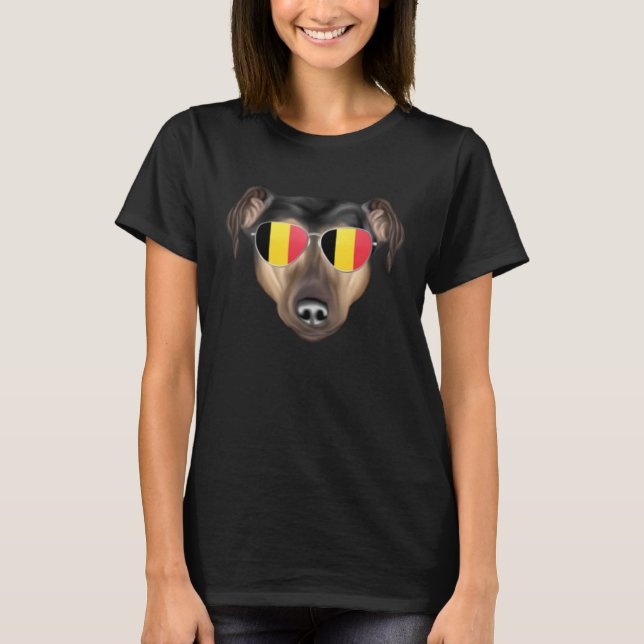 Belgium Flag Manchester Terrier Dog Belgium Pocket T-Shirt (Front)