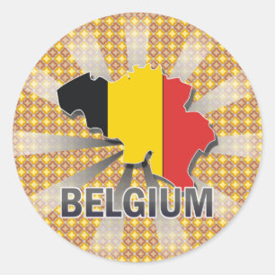 Belgium Flag Map 2.0 Classic Round Sticker