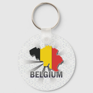 Belgium Flag Map 2.0 Keychain