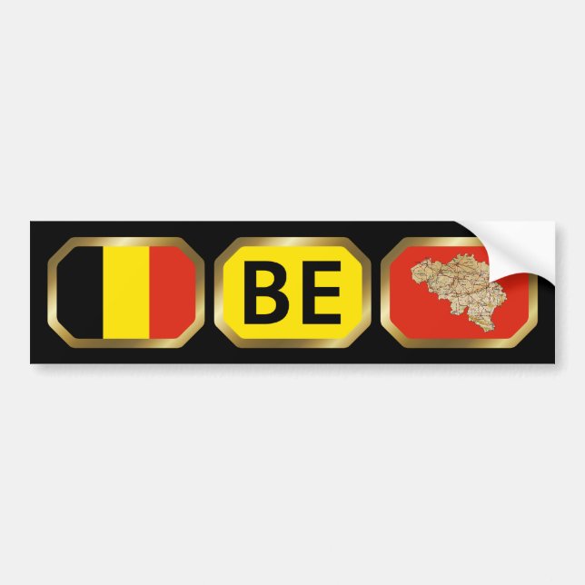 Belgium Flag Map Code Bumper Sticker (Front)