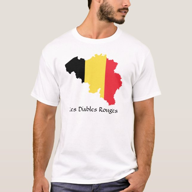Belgium Flag Map Les Diables Rouges T-Shirt (Front)