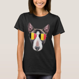 Belgium Flag Miniature Bull Terrier Dog Belgium Po T-Shirt