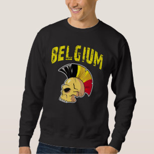Belgium Flag Mohawk Skull National Team Supporter Sweatshirt