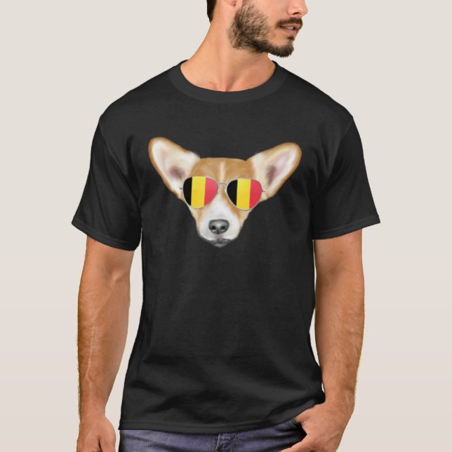 Belgium Flag Pembroke Welsh Corgi Dog Belgium Pock T-Shirt (Front)
