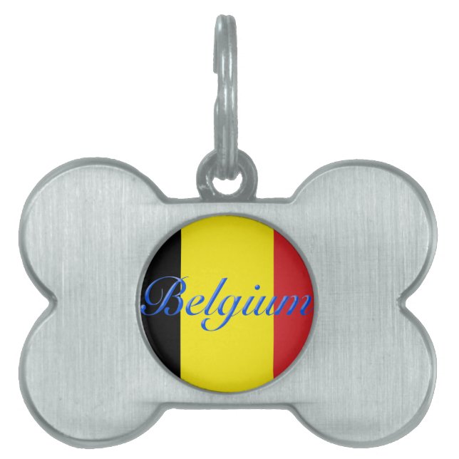 Belgium flag pet name tag (Front)