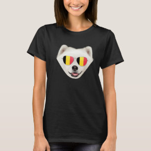 Belgium Flag Samoyed Dog Belgium Pocket T-Shirt