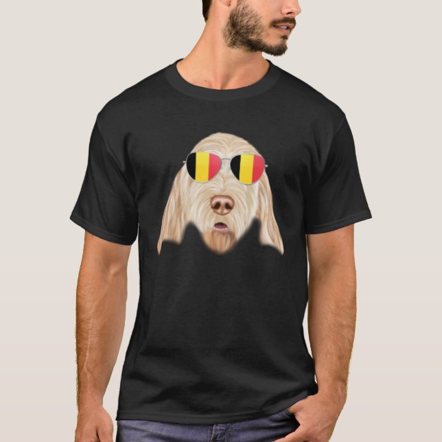 Belgium Flag Spinoni Italiani Dog Belgium Pocket T-Shirt (Front)