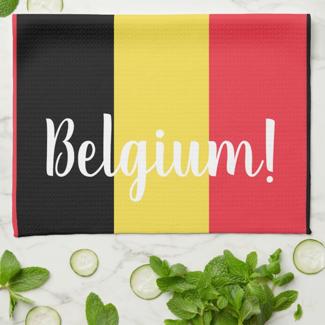 Belgium Flag & Text   Kitchen Towel (Folded)